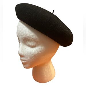 Vrai Basque Black Wool Beret vintage 59 9.5